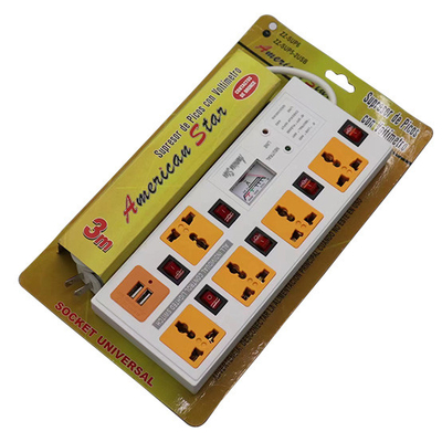 6 outlet Universal Type Extension Socket With On/Off Switch, USB