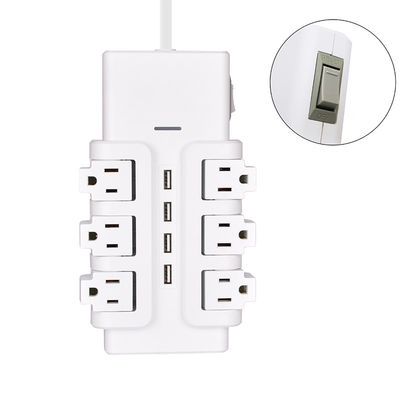6 outlet UL and CUL Tested Power Strip 1.5ft 3*14SJT Cord with Switch, Surge Protector 4USB Adapter