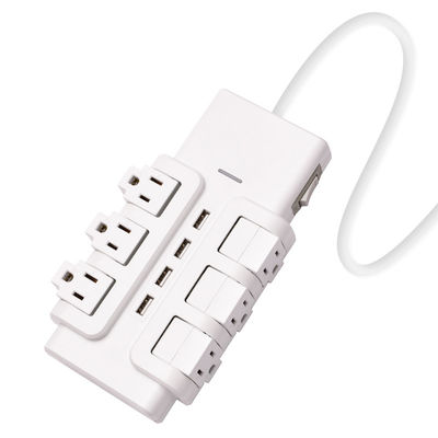 6 outlet UL and CUL Tested Power Strip 1.5ft 3*14SJT Cord with Switch, Surge Protector 4USB Adapter
