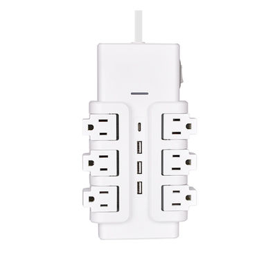 6 outlet UL and CUL Tested Power Strip 1.5ft 3*14SJT Cord with Switch, Surge Protector 3USB Adapter