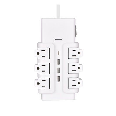 6 outlet UL and CUL Tested Power Strip 1.5ft 3*14SJT Cord with Switch, Surge Protector 3USB Adapter