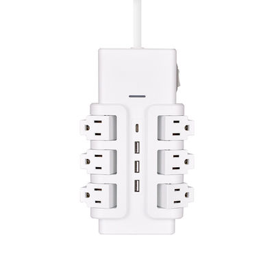 6 outlet UL and CUL Tested Power Strip 1.5ft 3*14SJT Cord with Switch, Surge Protector 3USB Adapter