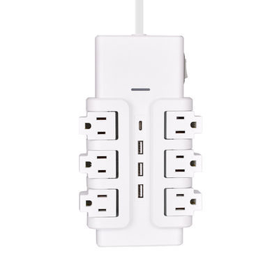 6 outlet UL and CUL Tested Power Strip 1.5ft 3*14SJT Cord with Switch, Surge Protector 3USB Adapter