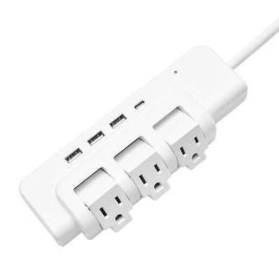 3 outlet UL and CUL Tested Power Strip 1.5ft 3*14SJT Cord with Switch, 3USB Adaptor Surge Protector