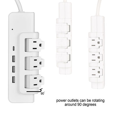 3 outlet UL and CUL Tested Power Strip 1.5ft 3*14SJT Cord with Switch, 3USB Adaptor Surge Protector