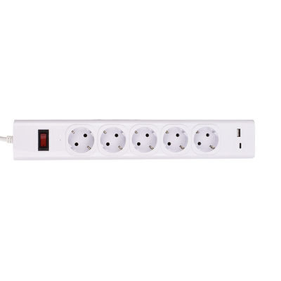 5 outlet CE GS Tested Power Strip 1.5m Cord with Switch, USB, Surge Protector