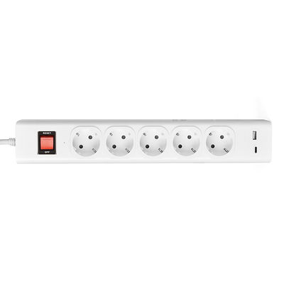 5 outlet CE GS Tested Power Strip 1.5m Cord with Switch, USB, Surge Protector