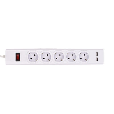 5 outlet CE GS Tested Power Strip 1.5m Cord with Switch, 2USB, Surge Protector