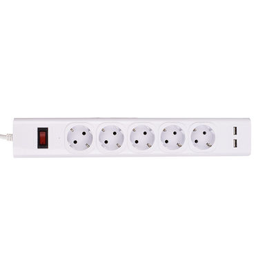 5 outlet CE GS Tested Power Strip 1.5m Cord with Switch, 2USB, Surge Protector