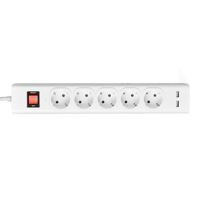 5 outlet CE GS Tested Power Strip 1.5m Cord with Switch, 2USB, Surge Protector