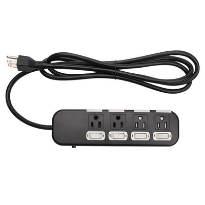 4 outlet Power Socket 1.5m Cord with on/off Switches, Surge Protector