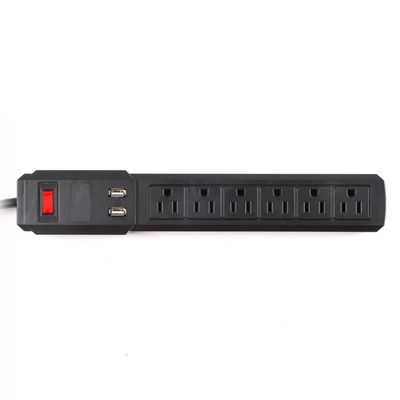 5 outlet Power Socket 1.5FT Cord with on/off Switches, 2 USB Surge Protector