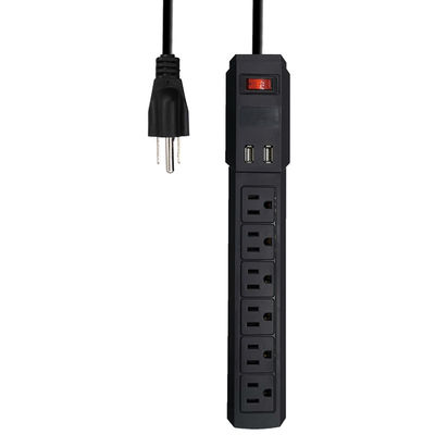 5 outlet Power Socket 1.5FT Cord with on/off Switches, 2 USB Surge Protector