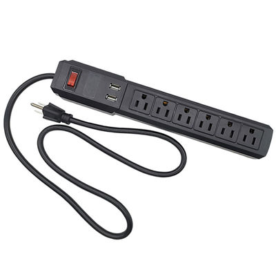 5 outlet Power Socket 1.5FT Cord with on/off Switches, 2 USB Surge Protector