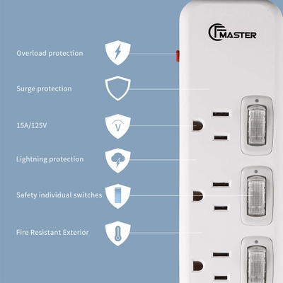 5 outlet Power Socket 1.5FT Cord, Surge Protector