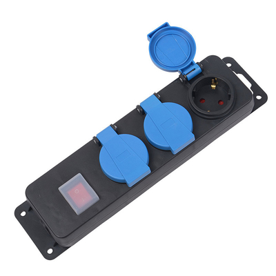 3 outlet Waterproof Germany Type Extension Socket With On/Off Switch