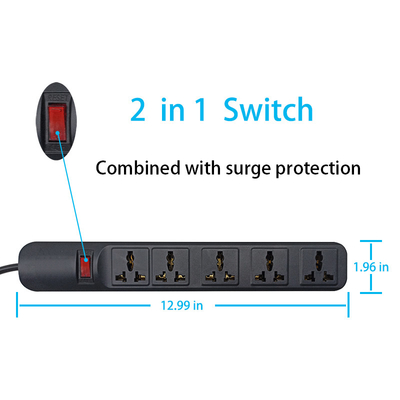 5 outlet Universal Type Extension Socket With On/Off Switch, USB