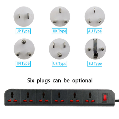 6 outlet Universal Type Extension Socket With On/Off Switch, USB