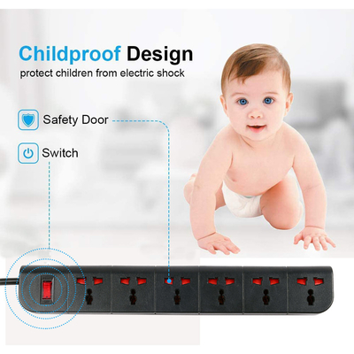 6 outlet Universal Type Extension Socket With On/Off Switch, USB