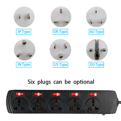 5 outlet Universal Type Extension Socket With On/Off Switch, USB