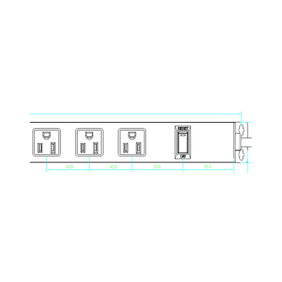 6 outlet Metal America Type Extension Socket With On/Off Switch, Surge 1000J