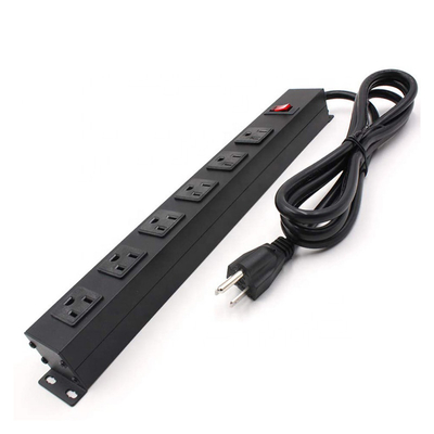 6 outlet Metal America Type Extension Socket With On/Off Switch, Surge 1000J