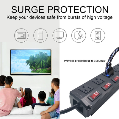 5 outlet Metal America Type Extension Socket With On/Off Switch, Surge