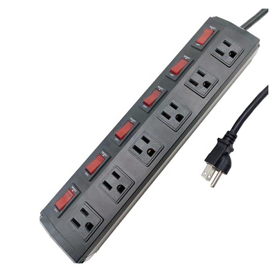 6 outlet Metal America Type Extension Socket With On/Off Switch, Surge