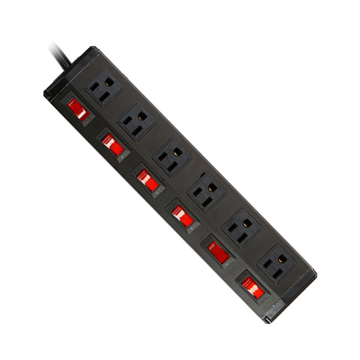 6 outlet Metal America Type Extension Socket With On/Off Switch, Surge
