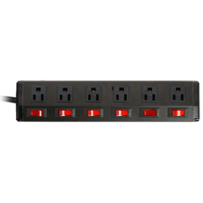 6 outlet Metal America Type Extension Socket With On/Off Switch, Surge