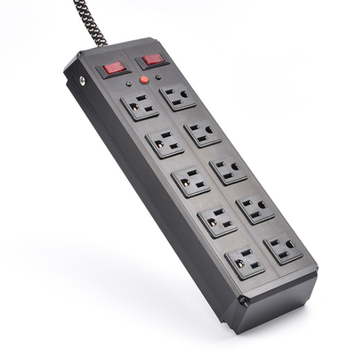 10 outlet Metal America Type Extension Socket With On/Off Switch, Surge