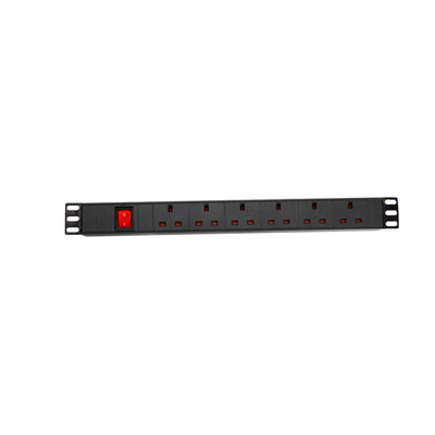 6 Way UK Type PDU Extension Socket With On/Off Switch, Surge
