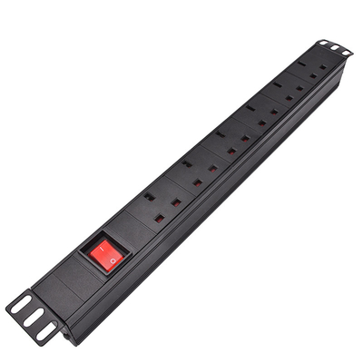 6 Way UK Type PDU Extension Socket With On/Off Switch, Surge
