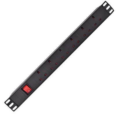 6 Way UK Type PDU Extension Socket With On/Off Switch, Surge