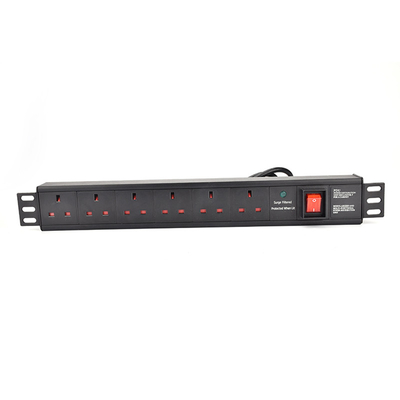 6 Way UK Type PDU Extension Socket With On/Off Switch, Surge