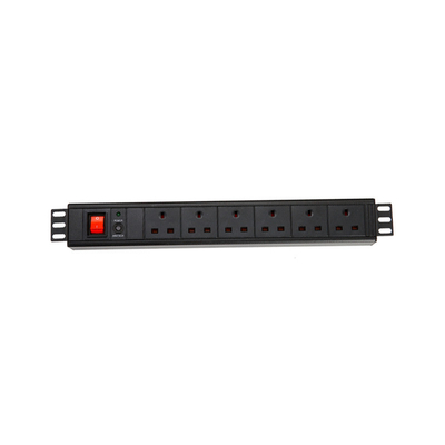 6 Way UK Type PDU Extension Socket With On/Off Switch, Surge