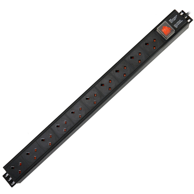 10 Way UK T Type PDU Extension Socket With On/Off Switch