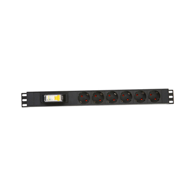 6 Way Germany Type PDU Extension Socket With On/Off Switch, Circuit Breaker