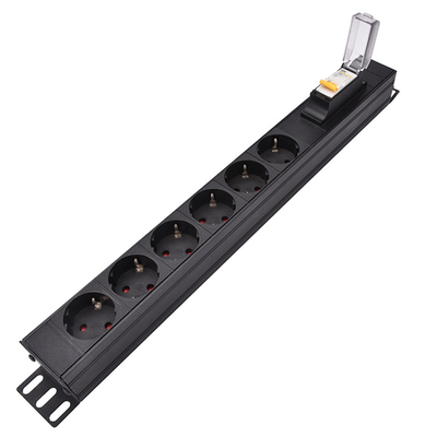 6 Way Germany Type PDU Extension Socket With On/Off Switch, Circuit Breaker