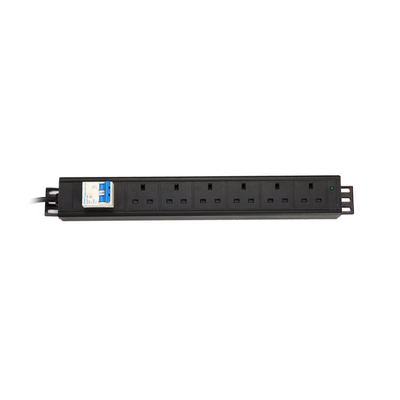 6 Way UK Type PDU Extension Socket With On/Off Switch, Circuit Breaker