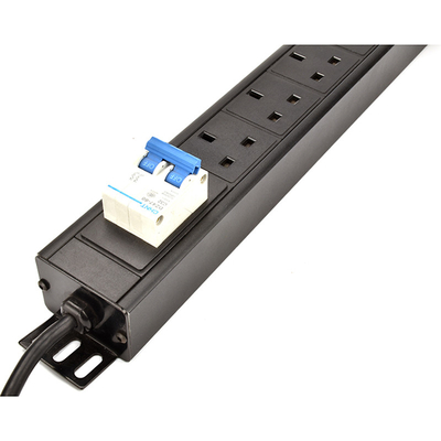 6 Way UK Type PDU Extension Socket With On/Off Switch, Circuit Breaker