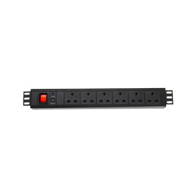 6 Way UK Type PDU Extension Socket With On/Off Switch, Overload Protector