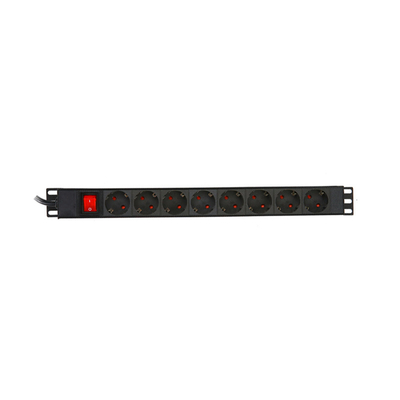 8 Way Germany Type PDU Extension Socket With On/Off Switch, Overload Protector