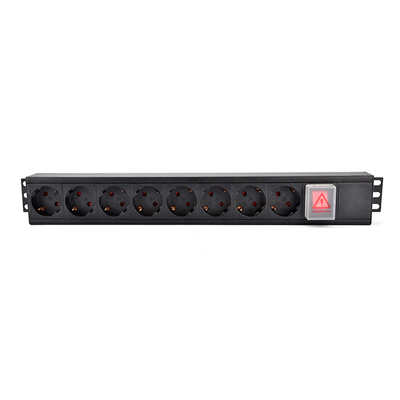 8 Way Germany Type PDU Extension Socket With On/Off Switch, Overload Protector