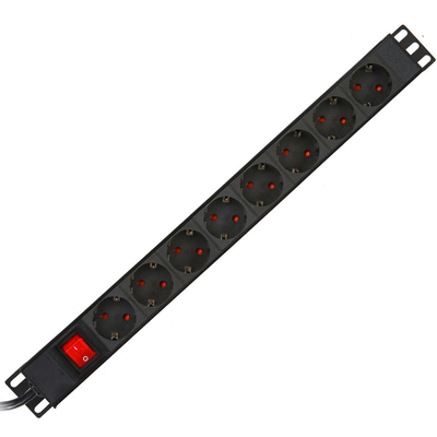 8 Way Germany Type PDU Extension Socket With On/Off Switch, Overload Protector