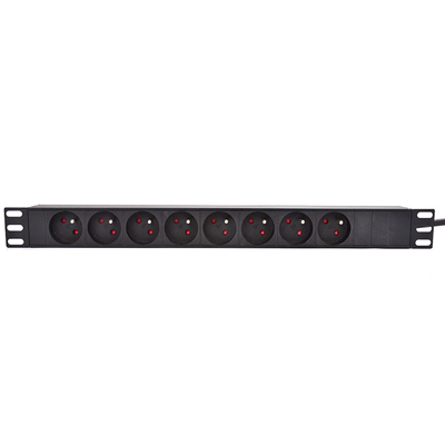 8 Way French Type PDU Extension Socket With On/Off Switch, Overload Protector