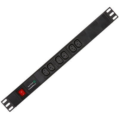 6 Way IEC Type PDU Extension Socket With On/Off Switch, Overload Protector