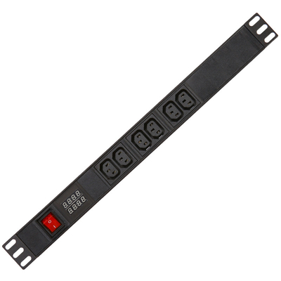 6 Way IEC Type PDU Extension Socket With On/Off Switch, Overload Protector