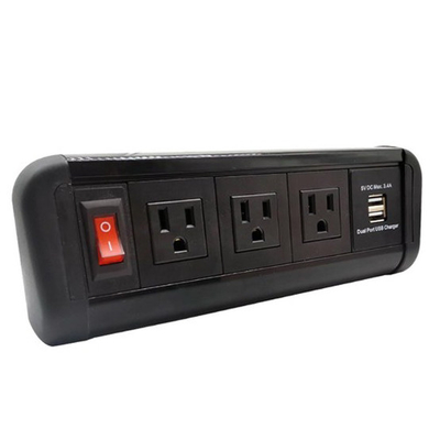 America Desktop Clamp Power Strip 3outlet and 2USB ETL passed