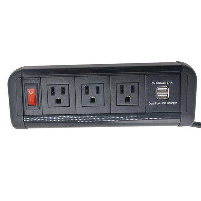 America Desktop Clamp Power Strip 3outlet and 2USB ETL passed